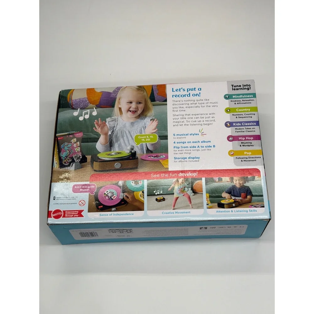 Fisher-Price Rockin Record Player‎ HXX58 Kids Musical Toy with 5 Albums 20 Songs
